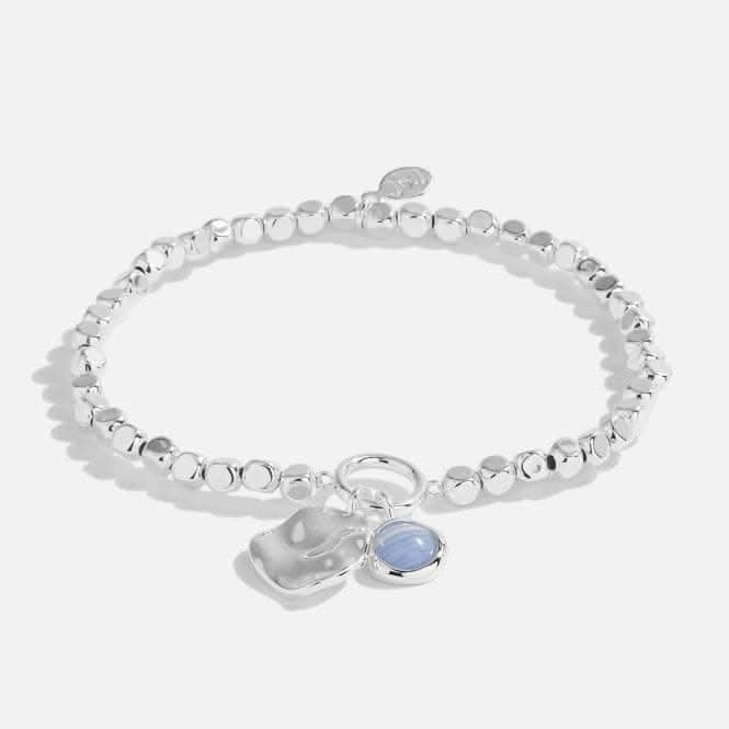 Spirit Stones Blue Agate Silver 17.5cm Stretch Bracelet 5452