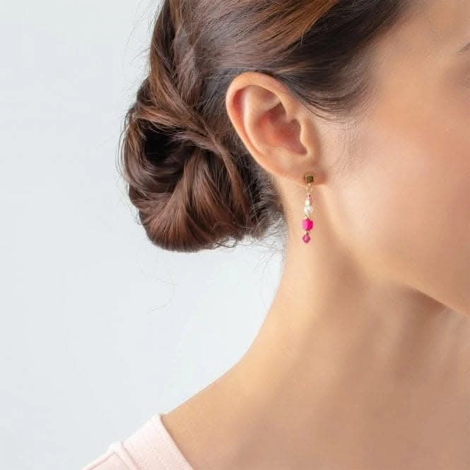 Square Stripes Magenta-Gold Earrings 4355/21-0416