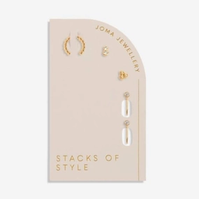Stacks Of Style Cz Gold Set Of Earrings 6330
