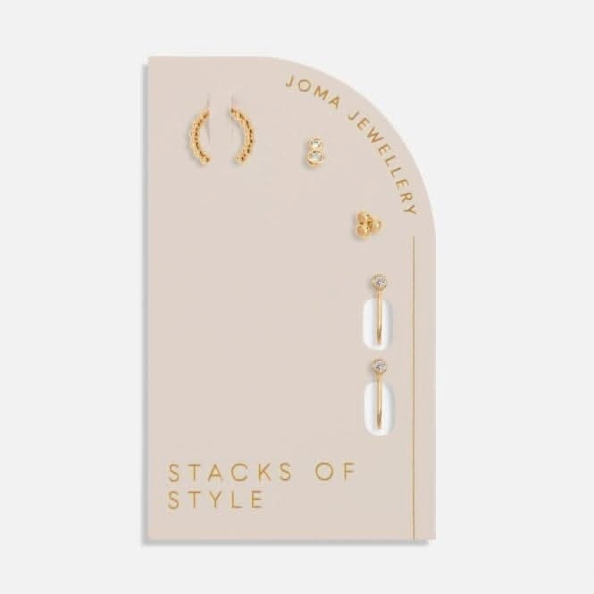 Stacks Of Style Cz Gold Set Of Earrings 6330