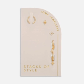 Stacks Of Style Gold Star Gold Set Of Earrings 6333