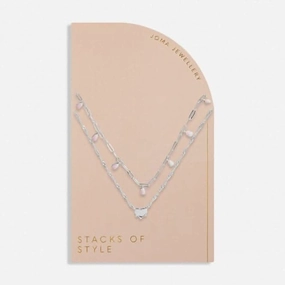 Stacks Of Style Pink Enamel Silver Plated 45cm Necklace 7096