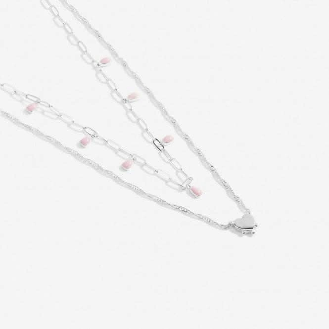 Stacks Of Style Pink Enamel Silver Plated 45cm Necklace 7096