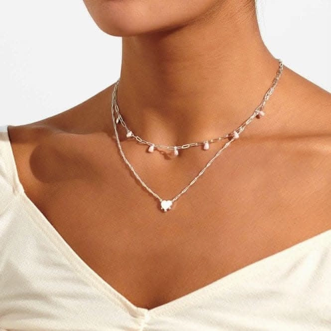 Stacks Of Style Pink Enamel Silver Plated 45cm Necklace 7096