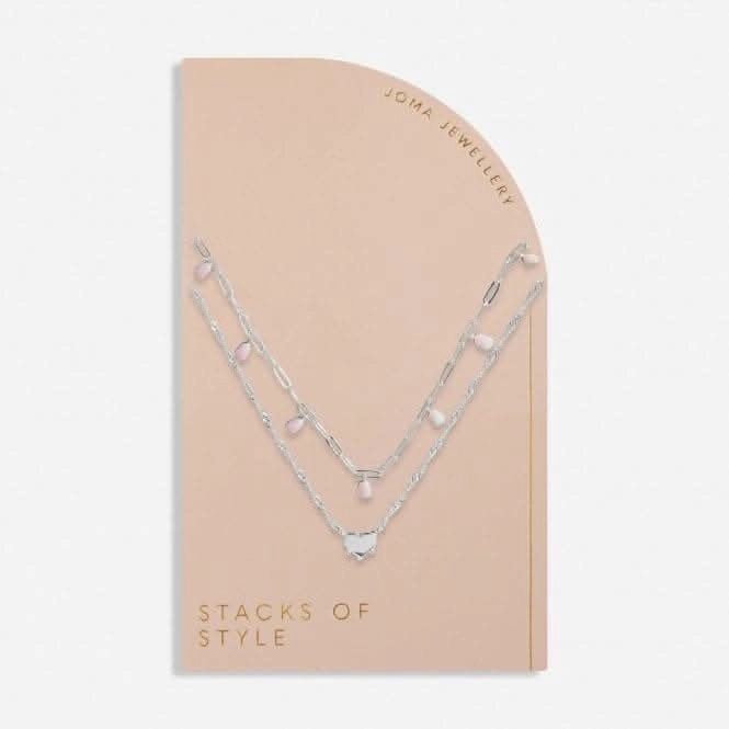 Stacks Of Style Pink Enamel Silver Plated 45cm Necklace 7096