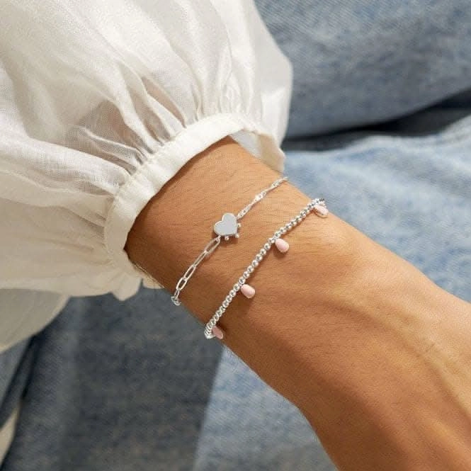 Stacks Of Style Pink Enamel Silver Plated Set Of 2 Bracelets 7097