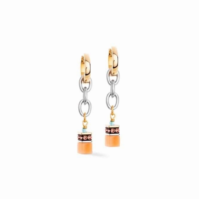 Stainless Steel Aqua Apricot Ear Studs 4713/21-2028