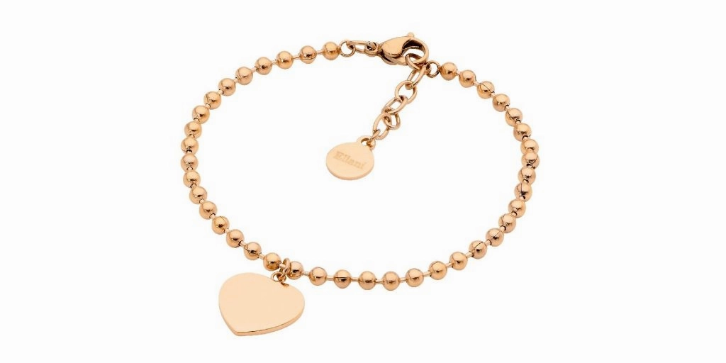 Stainless Steel Ball Bracelet with Heart Plate Charm