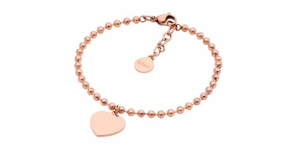 Stainless Steel Ball Bracelet with Heart Plate Charm
