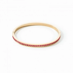Stainless Steel Crystal Glass Pink Gold Bangle 0127/37-0416