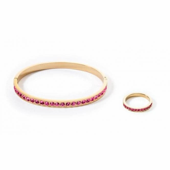 Stainless Steel Crystal Glass Pink Gold Bangle 0127/37-0416