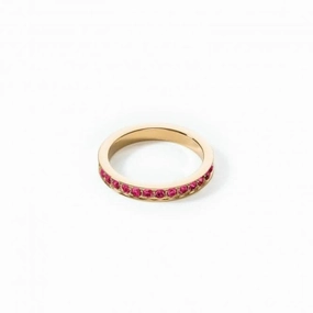 Stainless Steel Crystal Glass Pink Gold Ring 0127/40-0416