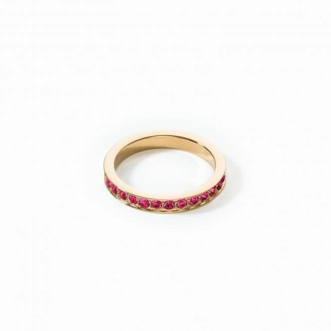Stainless Steel Crystal Glass Pink Gold Ring 0127/40-0416