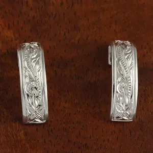 Sterling Silver Hawaiian Scroll Half Moon Earrings 6mm