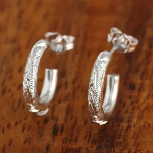 Sterling Silver Hawaiian Scroll Half Moon Wire Earrings
