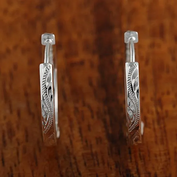 Sterling Silver Hawaiian Scroll Wire Hoop Earrings (S/L)