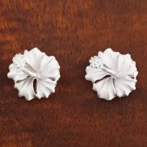 Sterling Silver Hibiscus Sandblast Post Earrings (6-15mm)