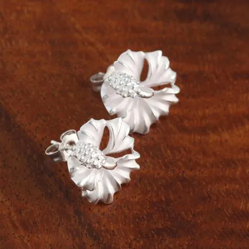 Sterling Silver Hibiscus Sandblast Post Earrings (6-15mm)