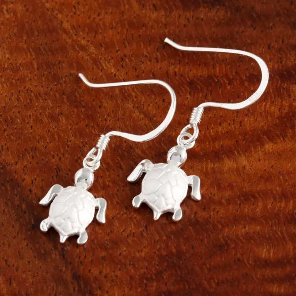 Sterling Silver Honu (Hawaiian Turtle) Hook Earrings (S/M)