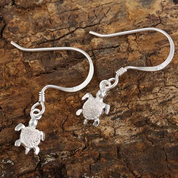 Sterling Silver Honu (Hawaiian Turtle) Hook Earrings (S/M)