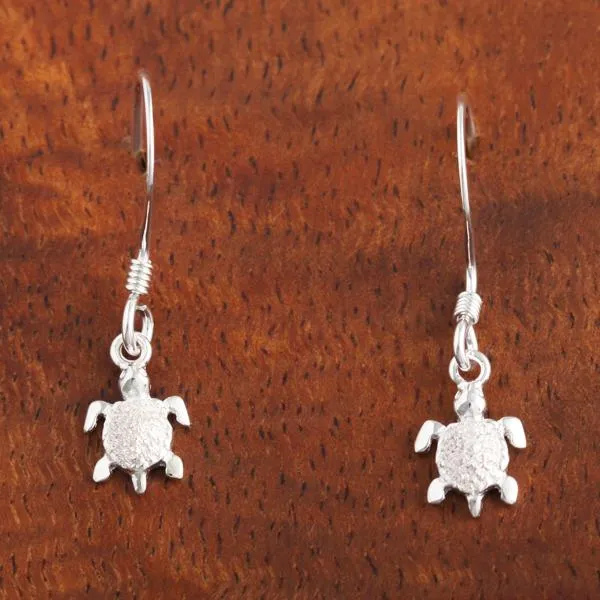 Sterling Silver Honu (Hawaiian Turtle) Hook Earrings (S/M)