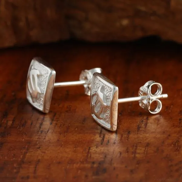 Sterling Silver Honu (Hawaiian Turtle) Post Earrings 8mm