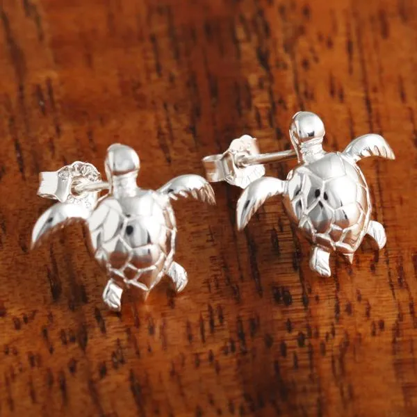 Sterling Silver Honu (Hawaiian Turtle) Post Earrings