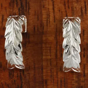 Sterling Silver Maile Leaf Half Moon Earrings (S/L)