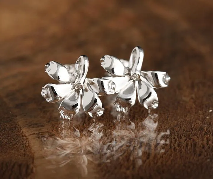Sterling Silver Naupaka Post Earrings