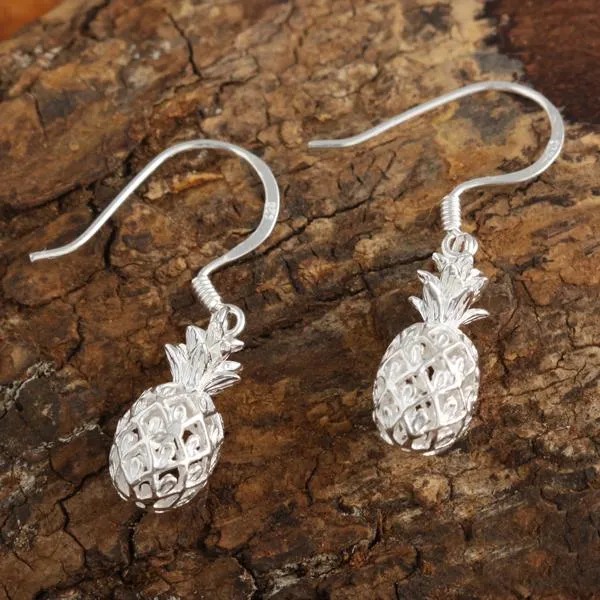 Sterling Silver Pineapple Hook Earrings