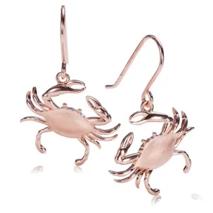 Sterling Silver Pink Gold Plated Crab Hook Earrings Sandblast Finish