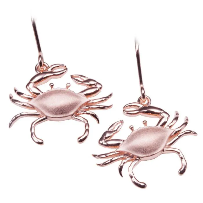 Sterling Silver Pink Gold Plated Crab Hook Earrings Sandblast Finish