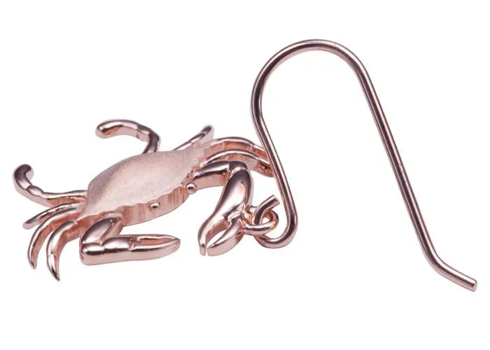 Sterling Silver Pink Gold Plated Crab Hook Earrings Sandblast Finish