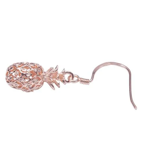 Sterling Silver Pink Gold Plated Pineapple Hook Earrings