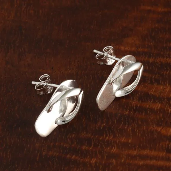 Sterling Silver Plain Slipper Post Earrings
