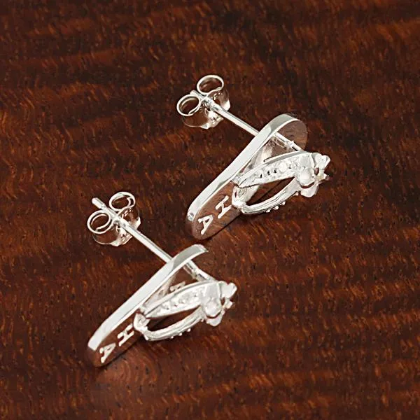 Sterling Silver Plumeria with CZ ALOHA Slipper Post Earrings
