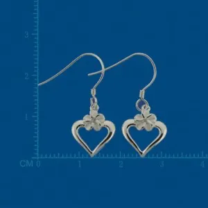 Sterling Silver Plumeria with CZ and Heart Hook Earrings