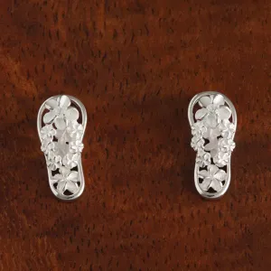 Sterling Silver Plumeria with CZ See Through Slipper Post Earrings
