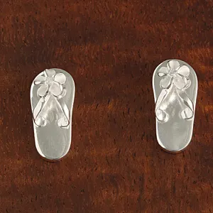 Sterling Silver Plumeria with CZ Slipper Post Earrings