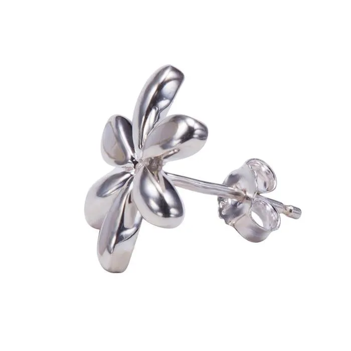 Sterling Silver Plumeria with Mother-of-Pearl Inlay Post Earrings