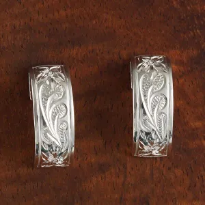 Sterling Silver Queen Scroll Half Moon Earrings 8mm