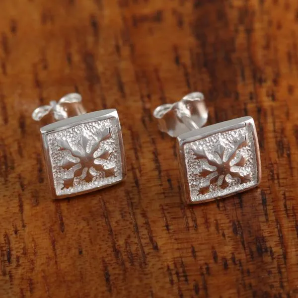 Sterling Silver Quilt Post Earrings 8mm