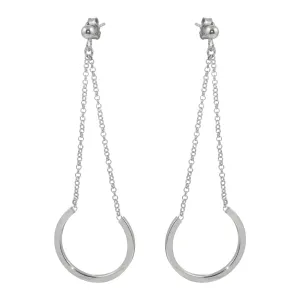 Sterling Silver Rhodium Plated  Dangling Horse Shoe Earrings - ITE00085RH