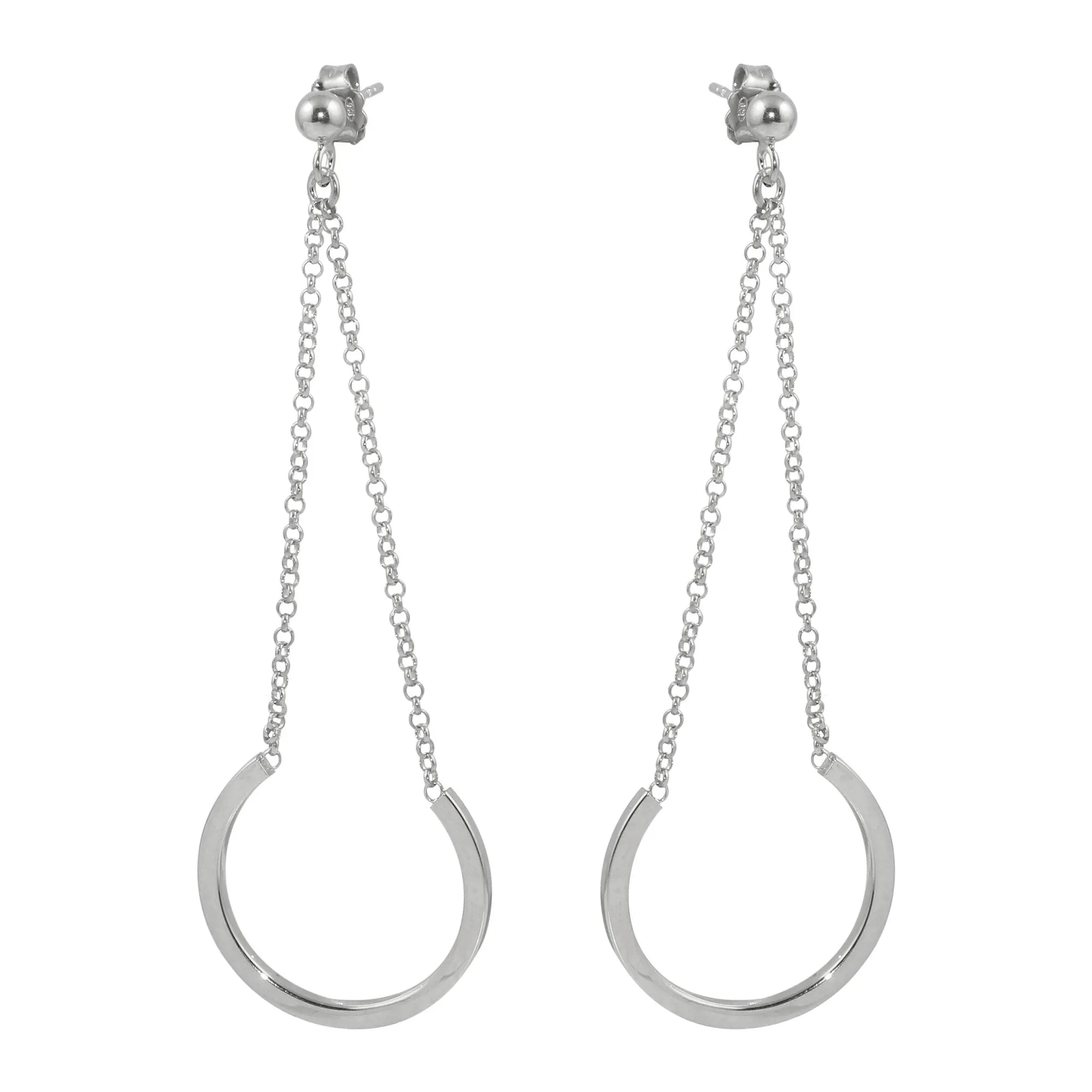 Sterling Silver Rhodium Plated  Dangling Horse Shoe Earrings - ITE00085RH