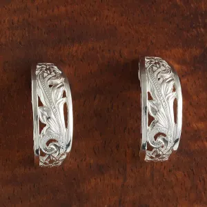 Sterling Silver See Through Hawaiian Scroll Half Moon Earrings (S/L)