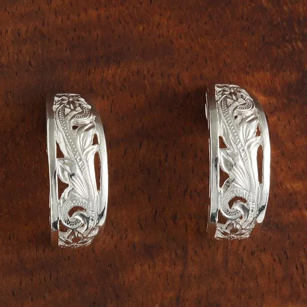 Sterling Silver See Through Hawaiian Scroll Half Moon Earrings (S/L)