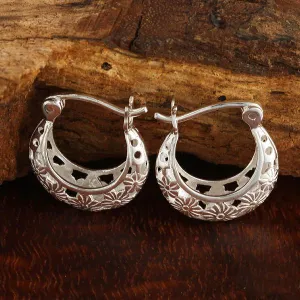 Sterling Silver See Through Plumeria Hinged Back Earrings