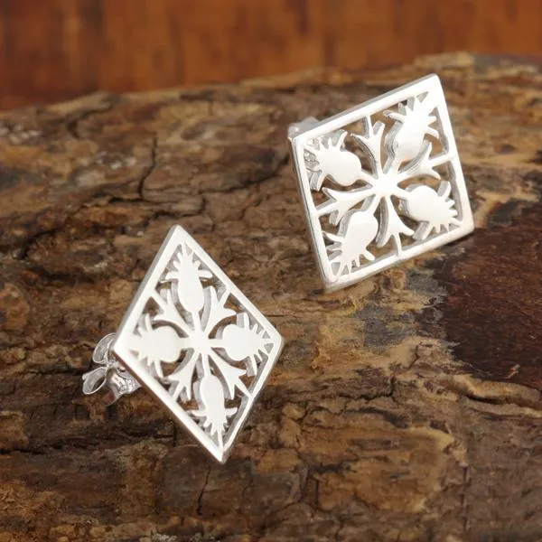 Sterling Silver See Through Quilt Post Earrings 12mm