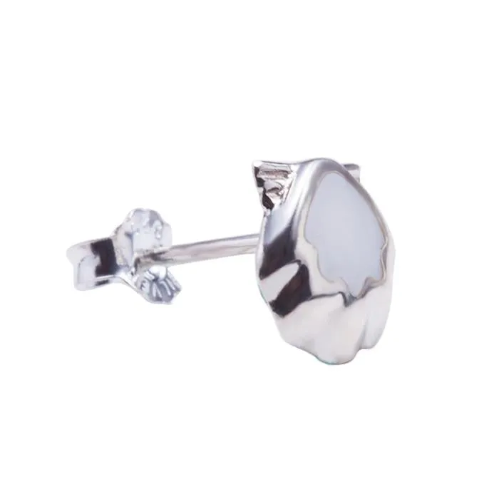 Sterling Silver Sunrise Shell with Mother-of-Pearl Inlay Post Earrings