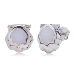 Sterling Silver Sunrise Shell with Mother-of-Pearl Inlay Post Earrings